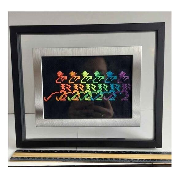 Grateful Dead Dancing Skeletons Framed Cross Stitch Handmade  11" x 9" - Picture 6 of 6